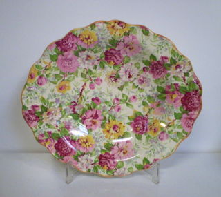Crown Ducal Peony Large Tab Handled Plate or Shallow Bowl