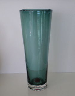 Tall Hand Blown Art Glass Vase, Signed E Kelly