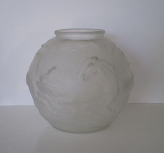 Pressed Glass Vase with Galloping Horses