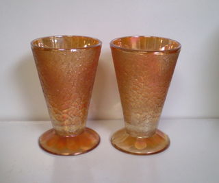 Carnival Glass Tumblers Crackle Pattern