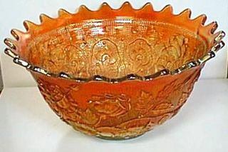Persian Medallion Carnival Glass Punch Bowl