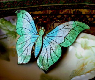 Guilloche Enamel  Butterfly Buckle