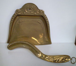 Art Nouveau Brass Crumb Tray and Brush