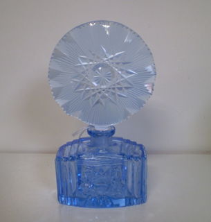 Blue Glass Art Deco Perfume Bottle