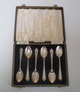 Sterling Silver Spoons in Original Box, Birmingham 1950