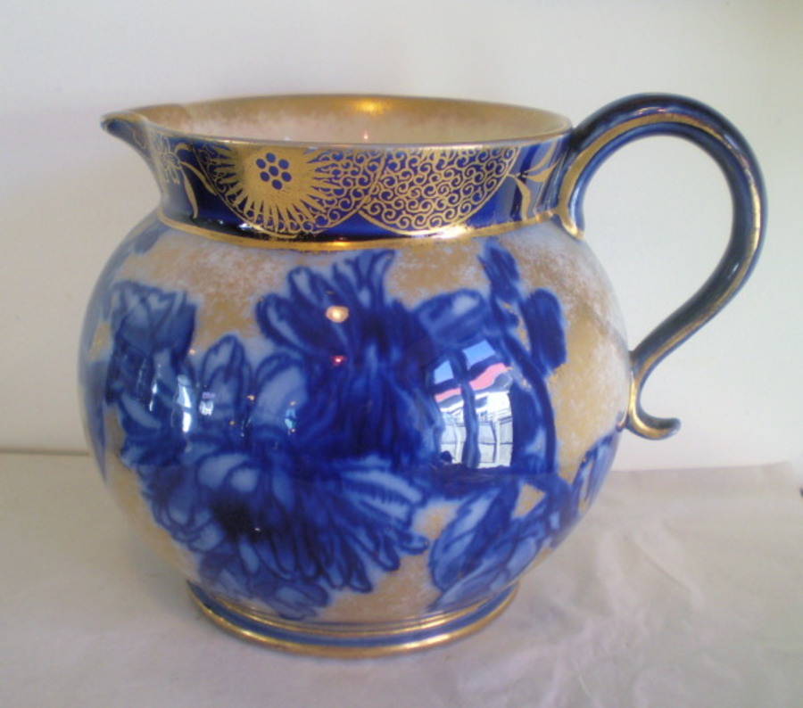 Royal Doulton Cobalt Blue & Gold Chrysanthemum Jug