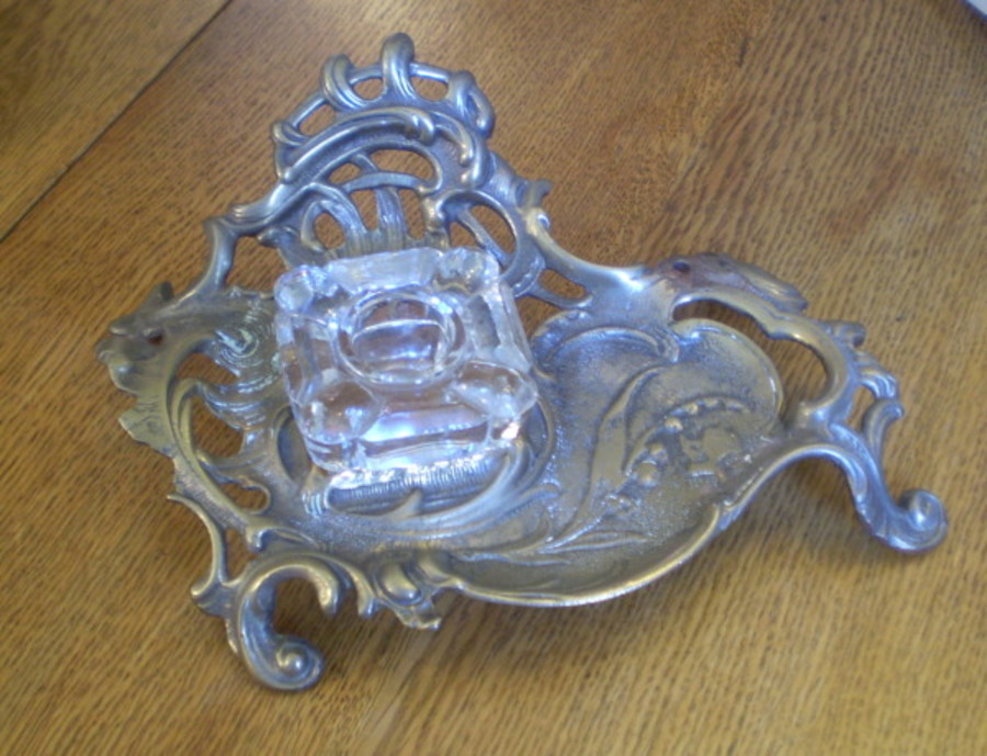 Art Nouveau Brass Inkstand
